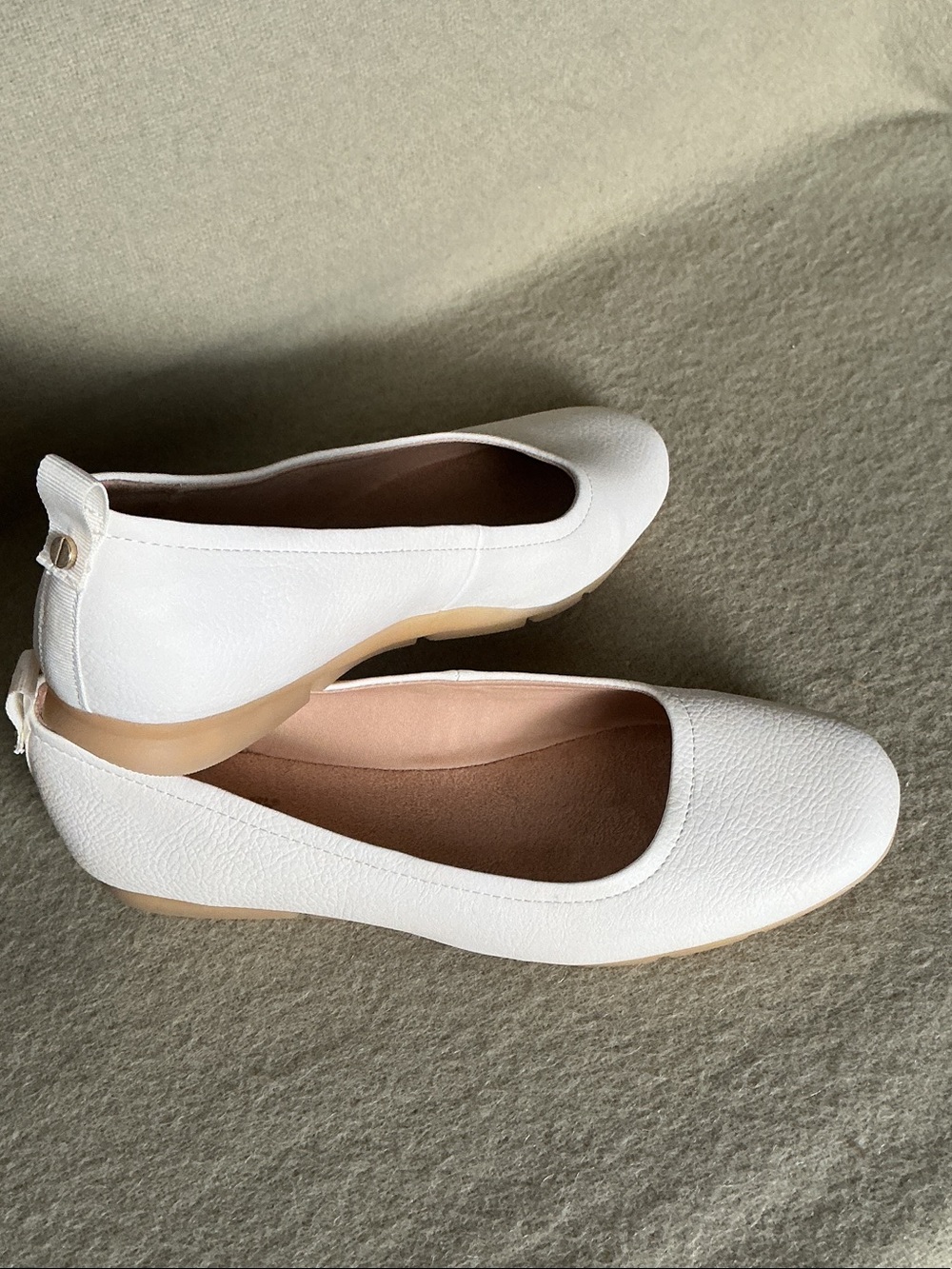 Dr. Scholl's White Slip-On Ballet Flats with Tan Outsole